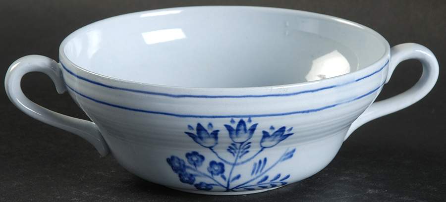 Canterbury Blue (Floral Center) Flat Cream Soup Bowl by Booths-1