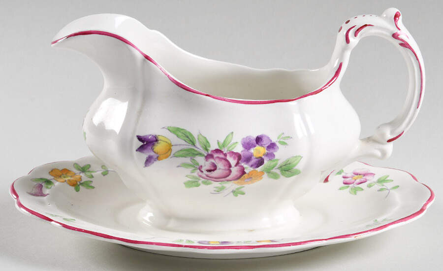 Caroline Gravy Boat with Attached Underplate by Booths-1