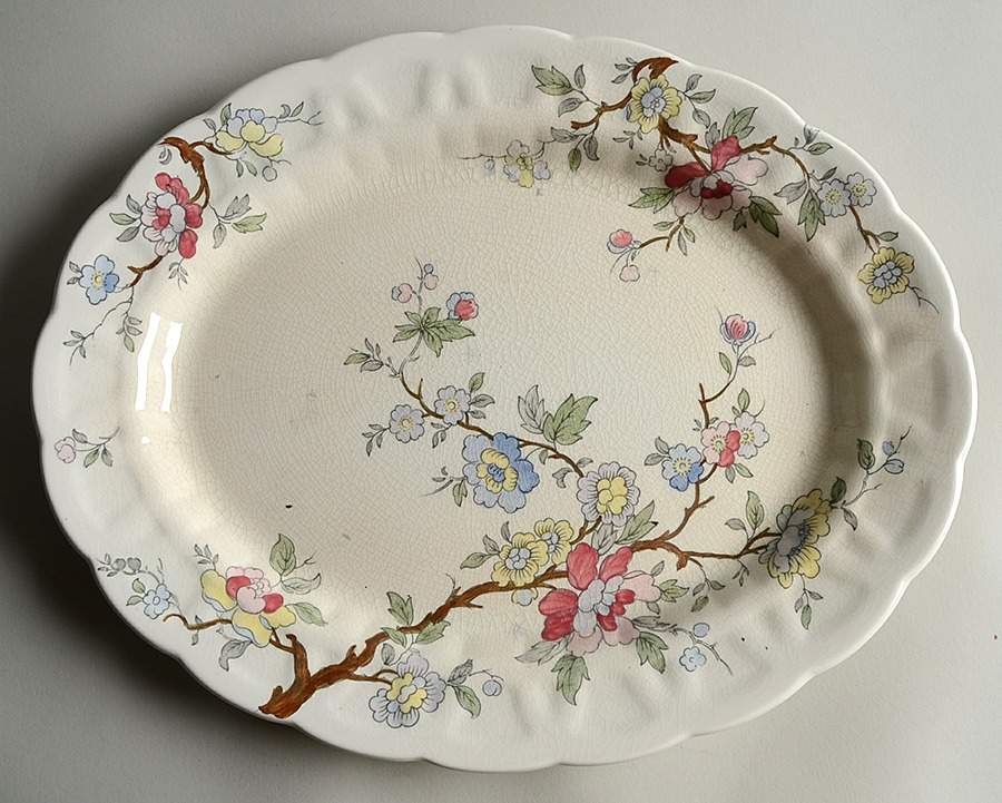 Chinese Tree 14" Oval Serving Platter by Booths-1