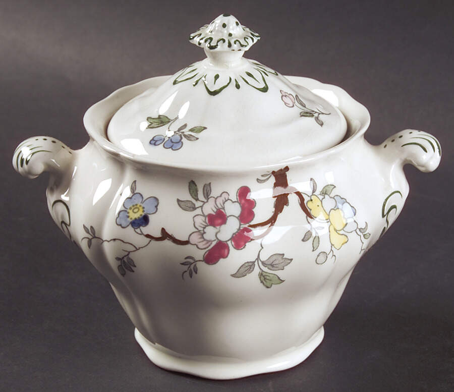 Chinese Tree Sugar Bowl & Lid by Booths-1