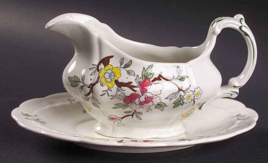 Chinese Tree Gravy Boat & Underplate by Booths-1