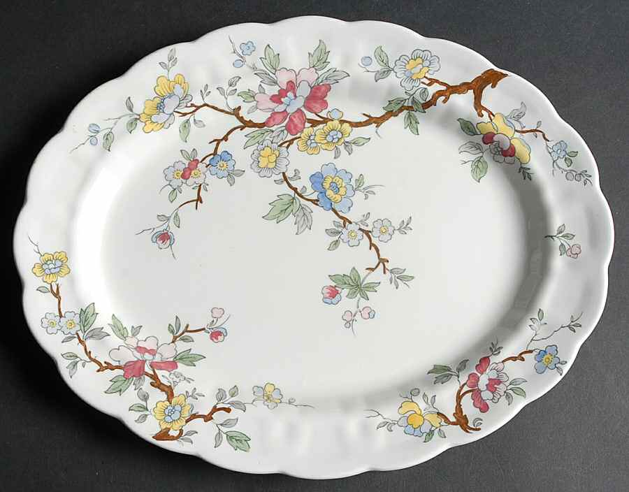 Chinese Tree 12" Oval Serving Platter by Booths-1