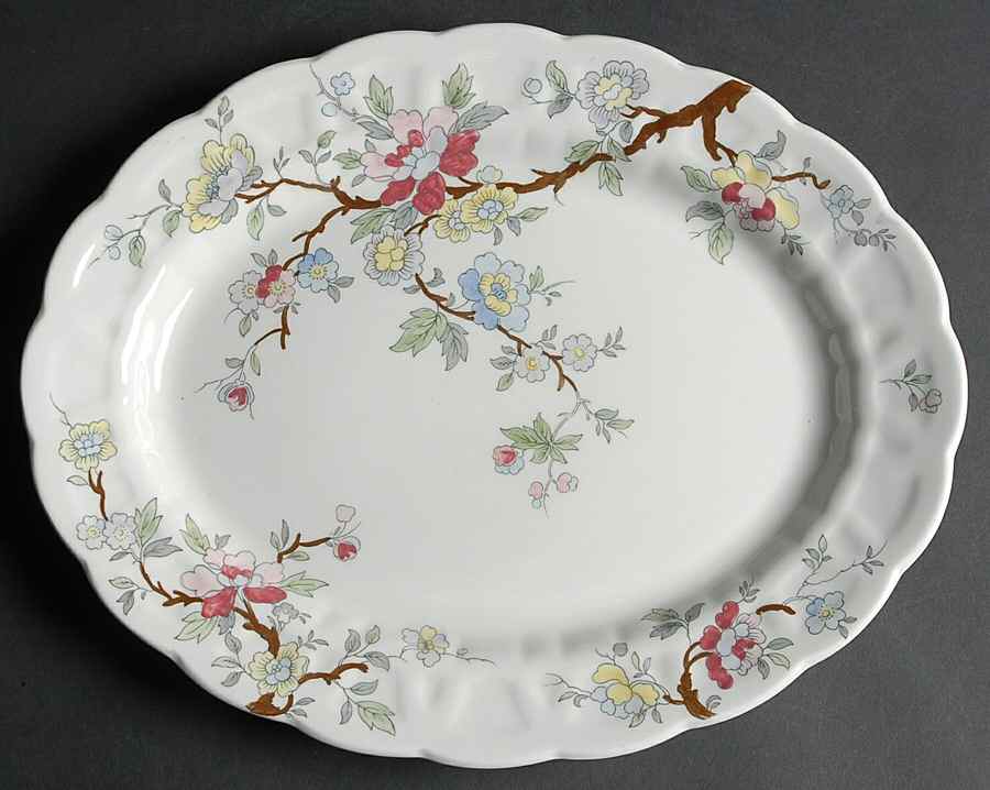 Chinese Tree 13" Oval Serving Platter by Booths-1