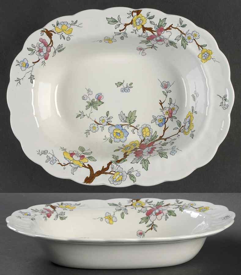 Chinese Tree 10" Oval Vegetable Bowl by Booths-1