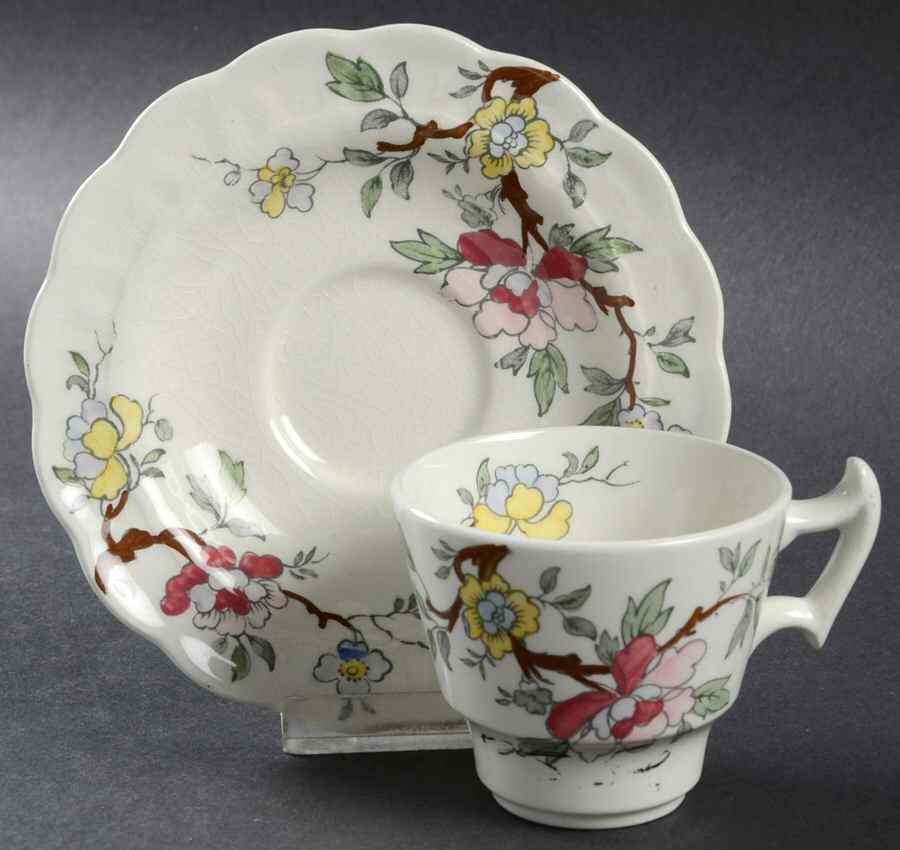 Chinese Tree Footed Demitasse Cup & Saucer Set by Booths-1