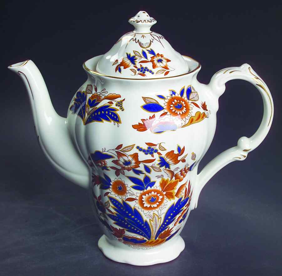 Dovedale Brown and Cobalt Coffee Pot & Lid by Booths-1