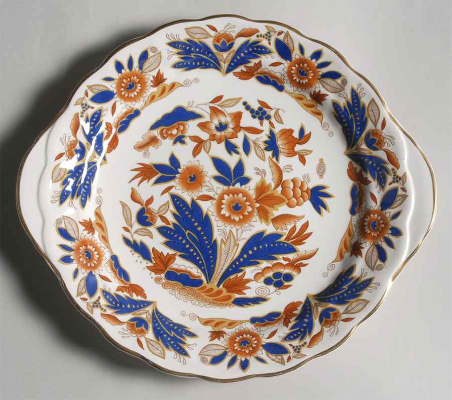 Dovedale Brown and Cobalt Handled Cake Plate by Booths-1