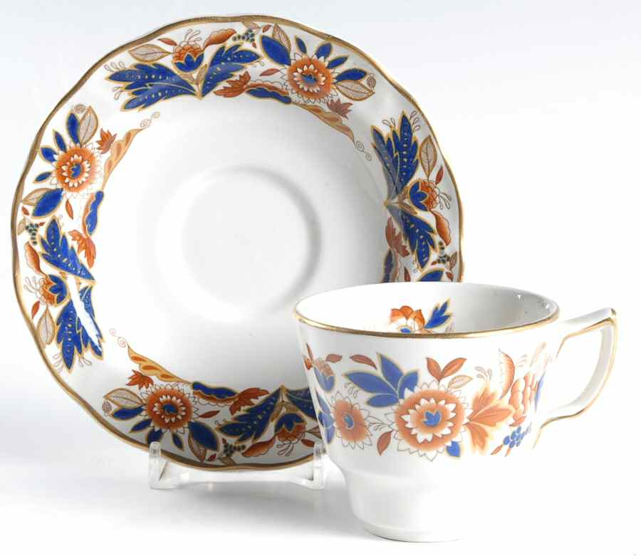 Dovedale Brown and Cobalt Flat Demitasse Cup & Saucer Set by Booths-1