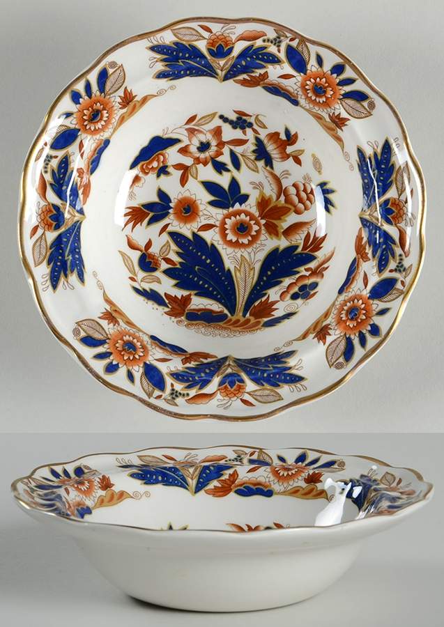 Dovedale Brown and Cobalt Rim Fruit/Dessert (Sauce) Bowl by Booths-1