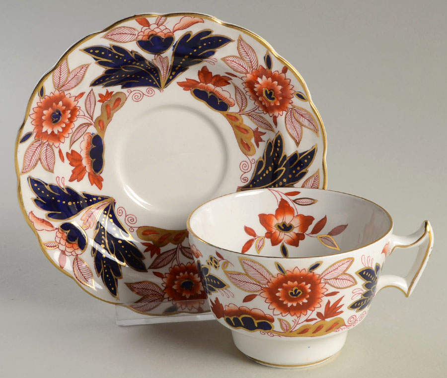 Dovedale Rust and Blue Oversized Cup & Saucer Set by Booths-1