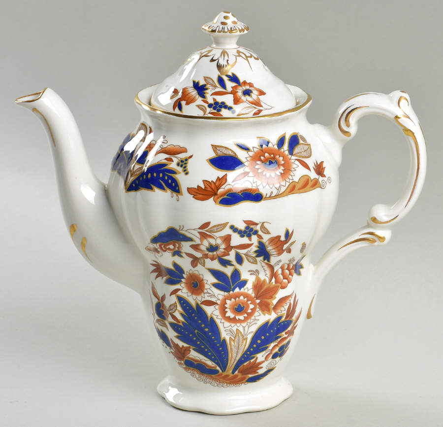 Dovedale Rust and Blue Mini Coffee Pot & Lid by Booths-1