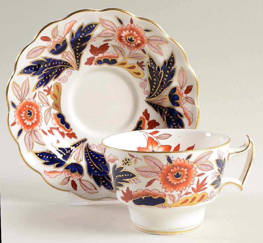 Dovedale Rust and Blue Flat Cup & Saucer Set by Booths-1