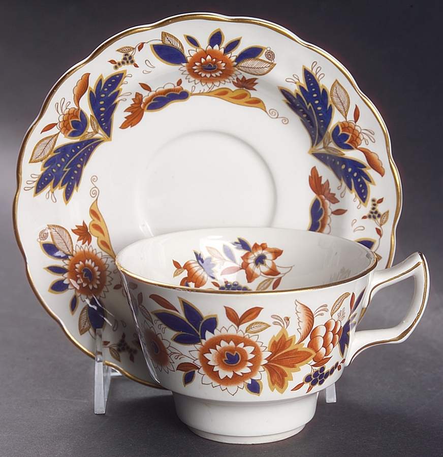 Dovedale Rust and Blue Oversized Cup & Saucer Set by Booths-1