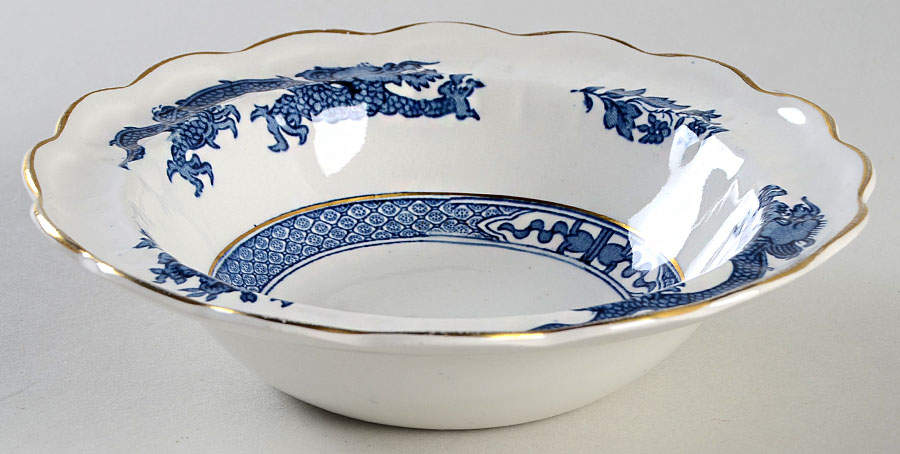 Dragon Blue (Gold Trim) Rim Fruit/Dessert (Sauce) Bowl by Booths-1