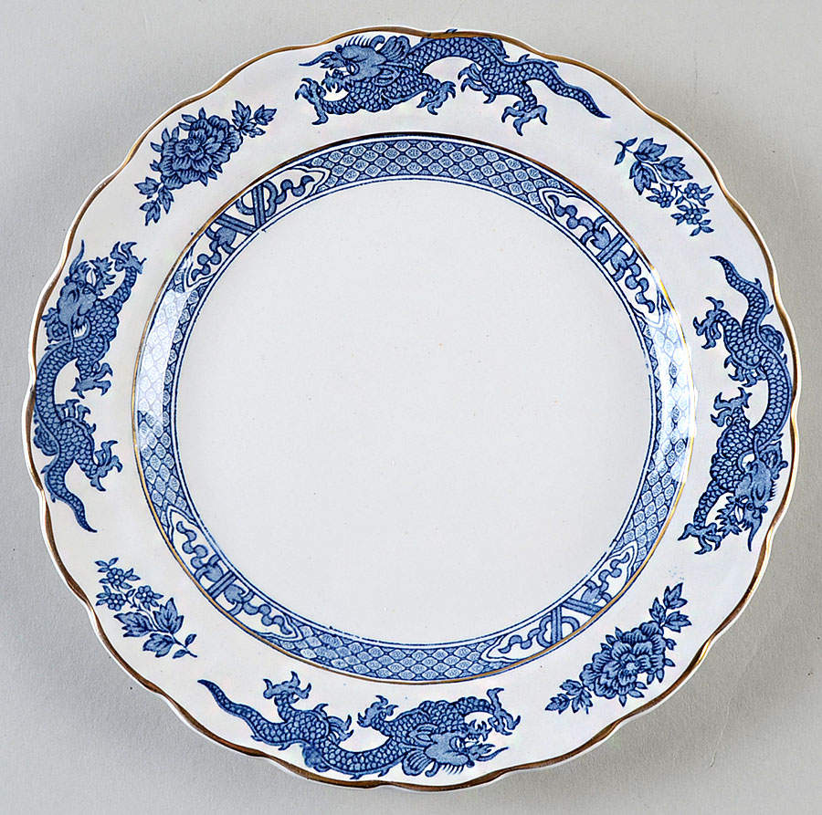 Dragon Blue (Gold Trim) Dessert/Pie Plate by Booths-1