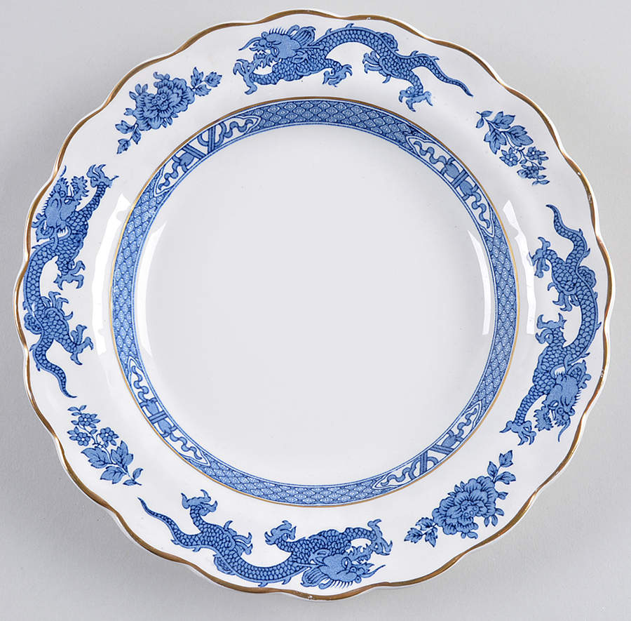 Dragon Blue (Gold Trim) Rim Soup Bowl by Booths-1