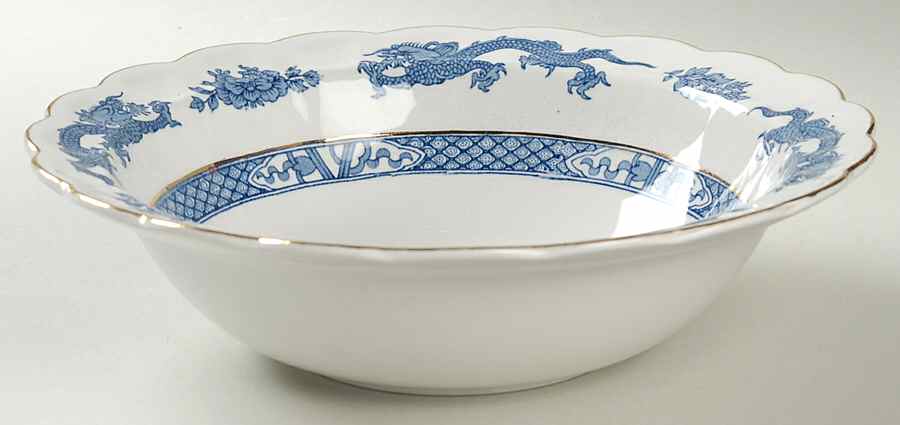 Dragon Blue (Gold Trim) 9" Round Vegetable Bowl by Booths-1