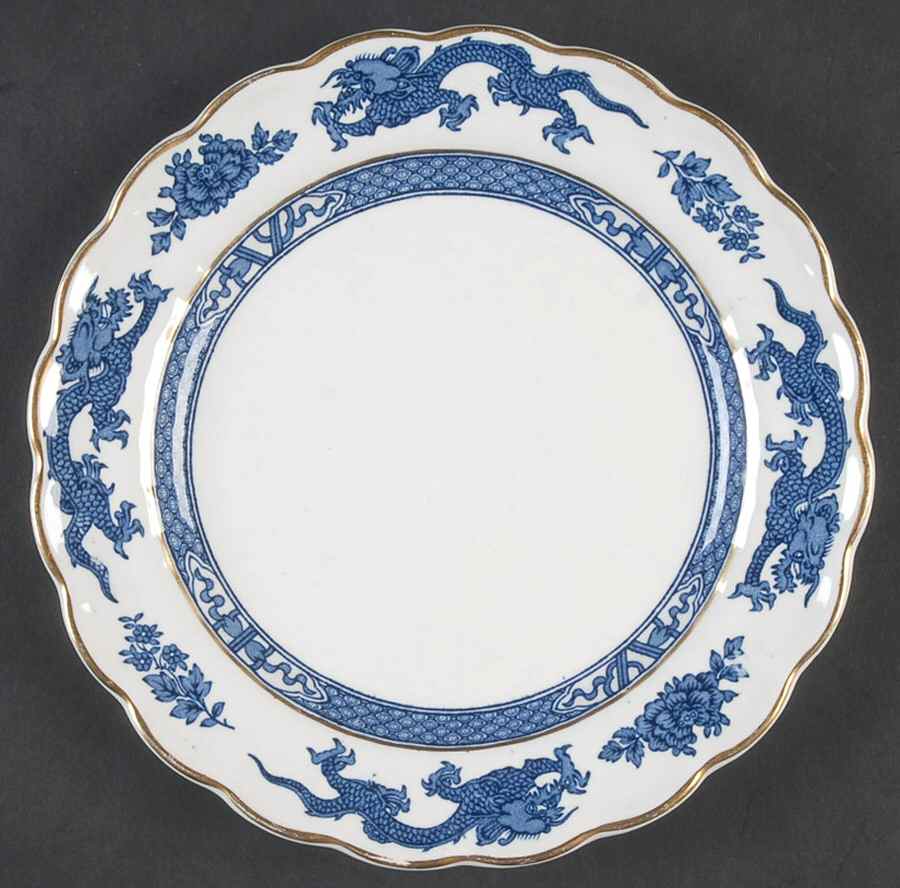 Dragon Blue (Gold Trim) Dessert/Pie Plate by Booths-1
