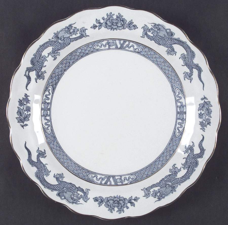 Dragon Blue (Gold Trim) Dinner Plate by Booths-1
