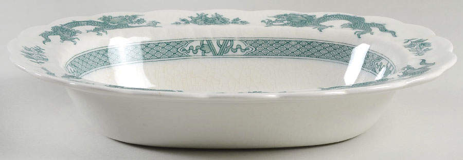 Dragon Green 10" Oval Vegetable Bowl by Booths-1