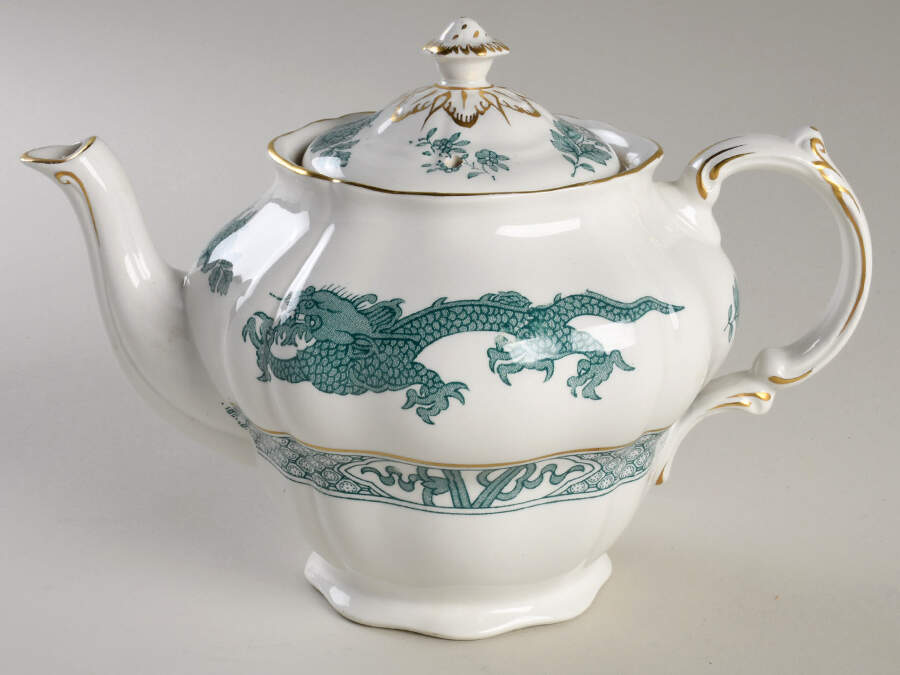 Dragon Green Teapot & Lid by Booths-1