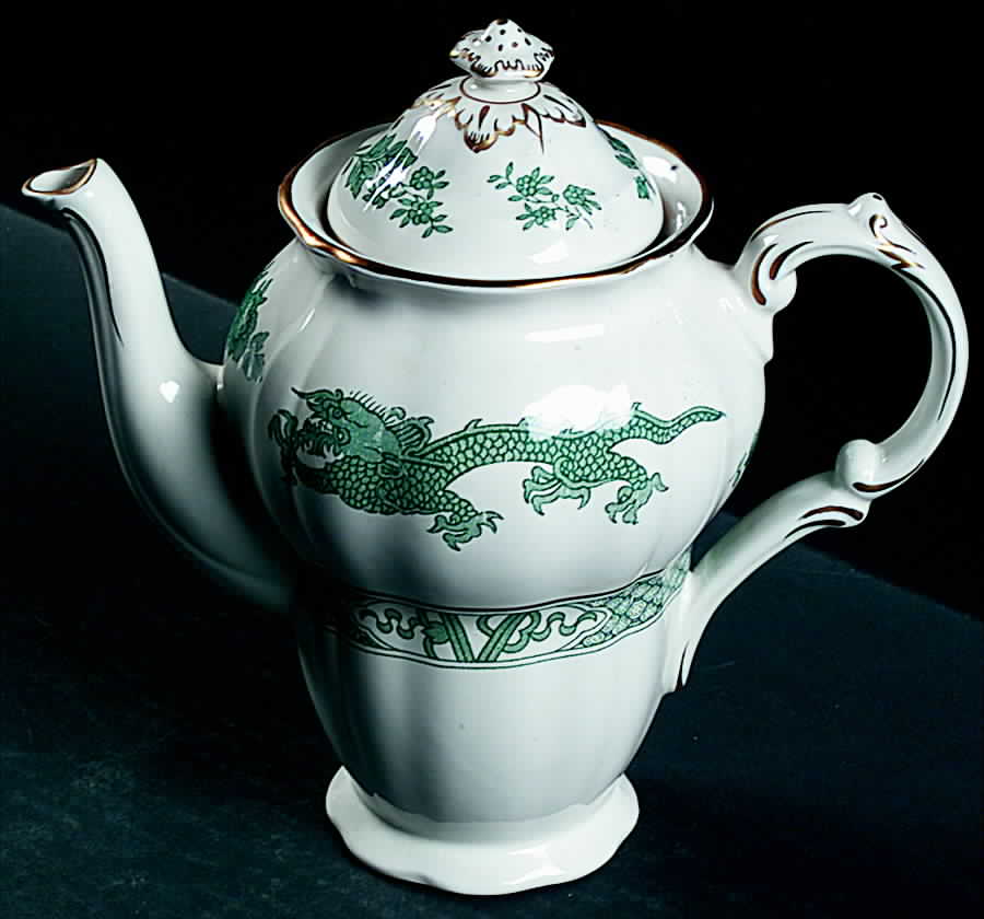 Dragon Green Coffee Pot & Lid by Booths-1