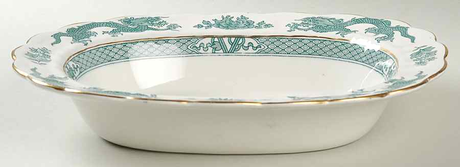 Dragon Green 10" Oval Vegetable Bowl by Booths-1