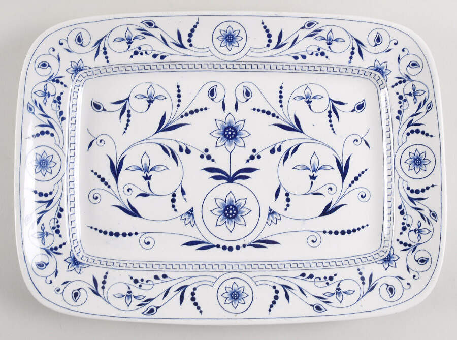 Dresden (Blue) 16" Oval Serving Platter by Booths-1
