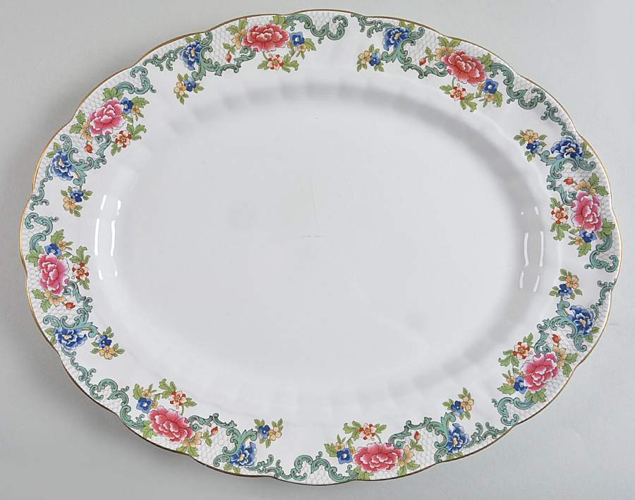 Floradora (Multi Scalloped) 15" Oval Serving Platter by Booths-1