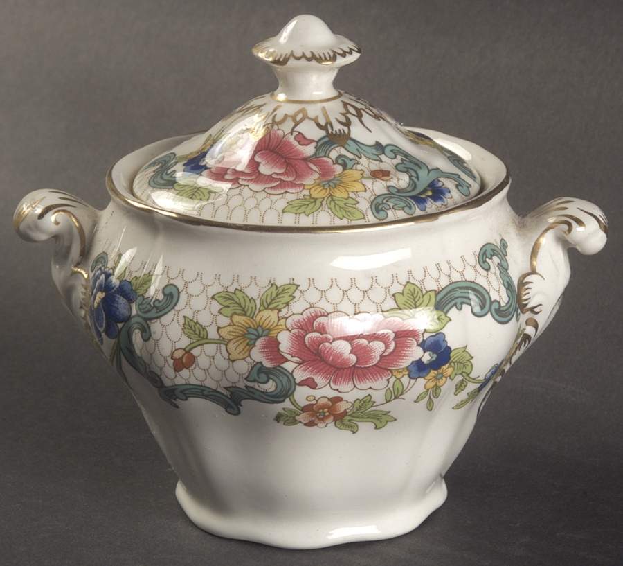 Floradora (Multi Scalloped) Sugar Bowl & Lid by Booths-1