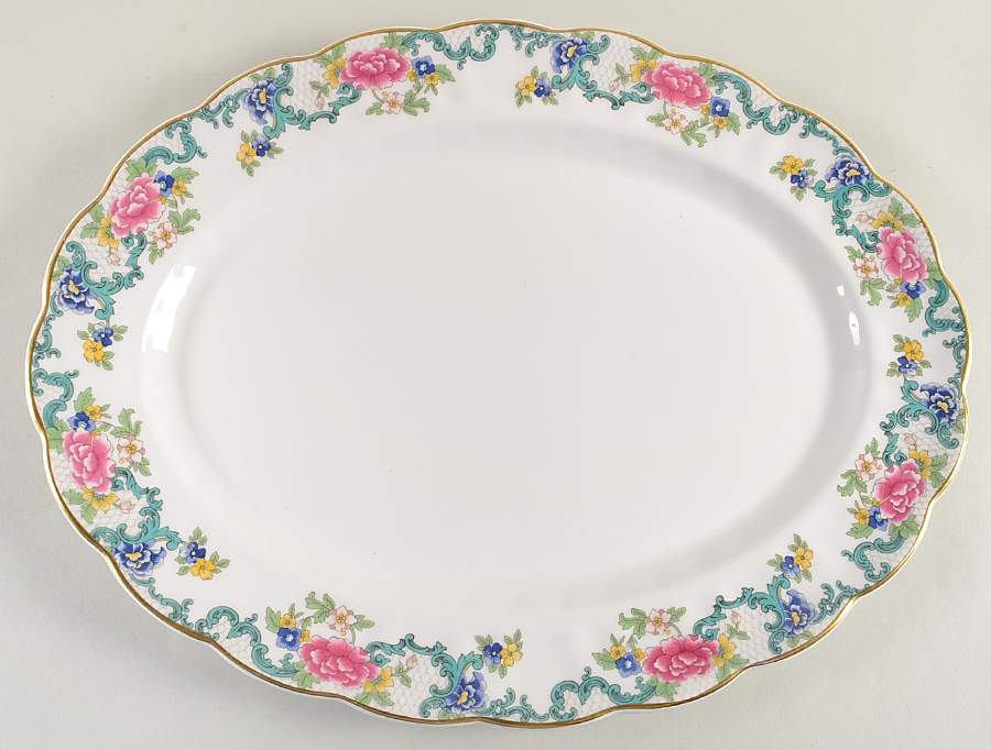 Floradora (Multi Scalloped) 16" Oval Serving Platter by Booths-1