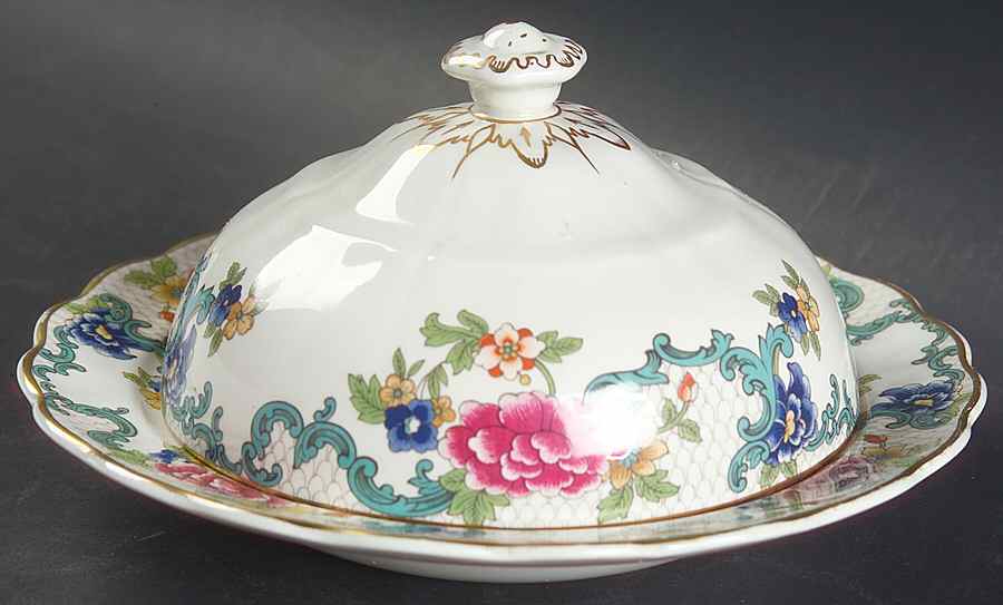 Floradora (Multi Scalloped) Round Covered Butter by Booths-1