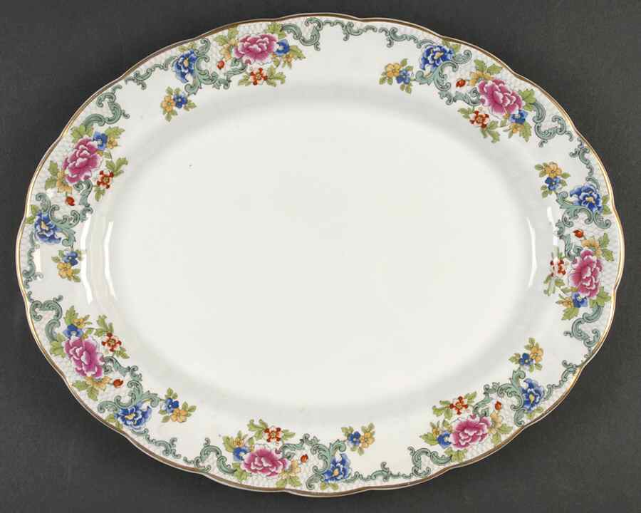 Floradora (Multi Scalloped) 14" Oval Serving Platter by Booths-1