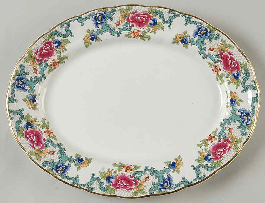 Floradora (Multi Scalloped) 11" Oval Serving Platter by Booths-1