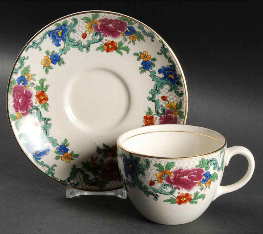 Floradora (Smooth) Flat Cup & Saucer Set by Booths-1