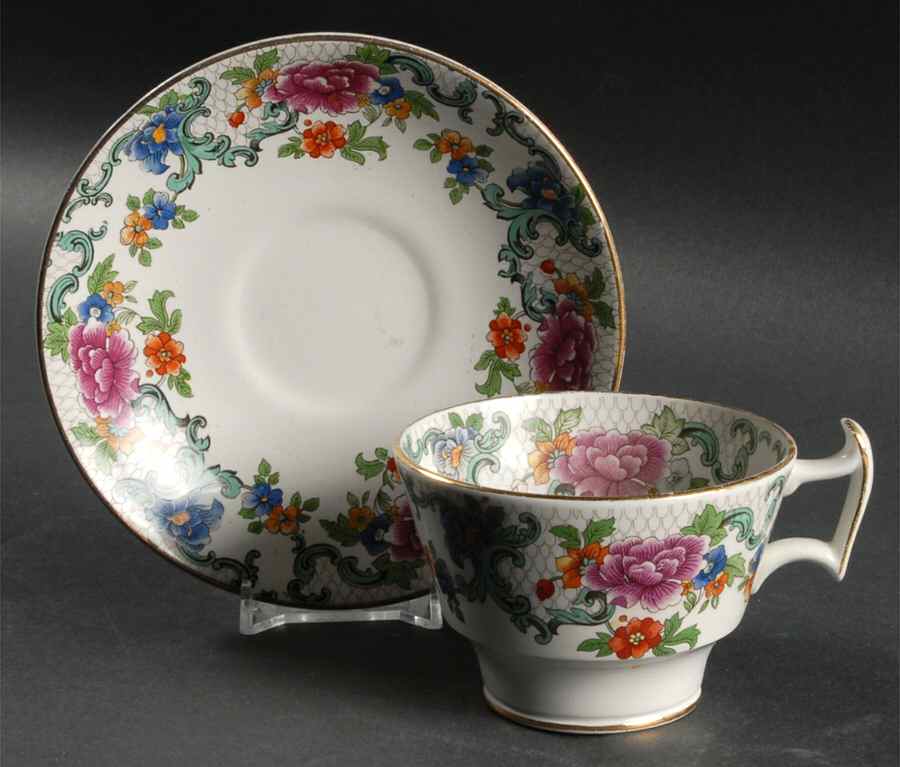 Floradora (Multi Scalloped) Flat Cup & Saucer Set by Booths-1