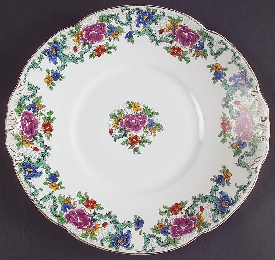 Floradora (Multi Scalloped) Handled Cake Plate by Booths-1
