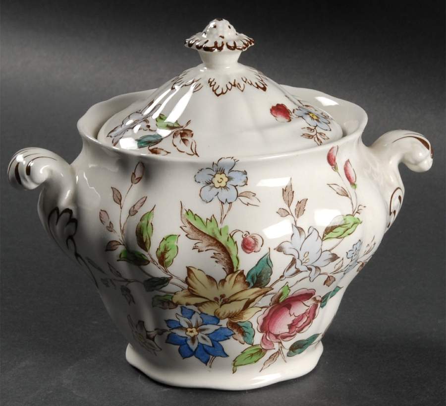 Flowerpiece Sugar Bowl & Lid by Booths-1