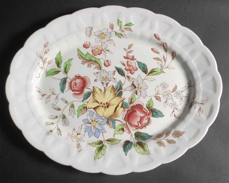 Flowerpiece 15" Oval Serving Platter by Booths-1