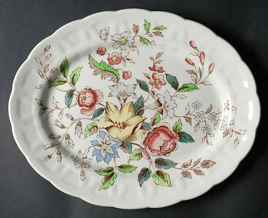 Flowerpiece 12" Oval Serving Platter by Booths-1