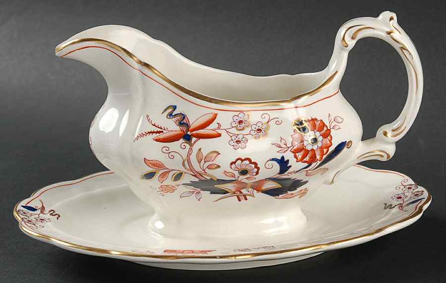 Fresian Gravy Boat with Attached Underplate by Booths-1