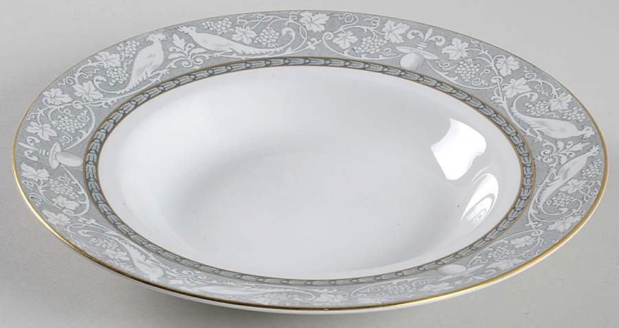 Grey Mosaic Large Rim Soup Bowl by Booths-1