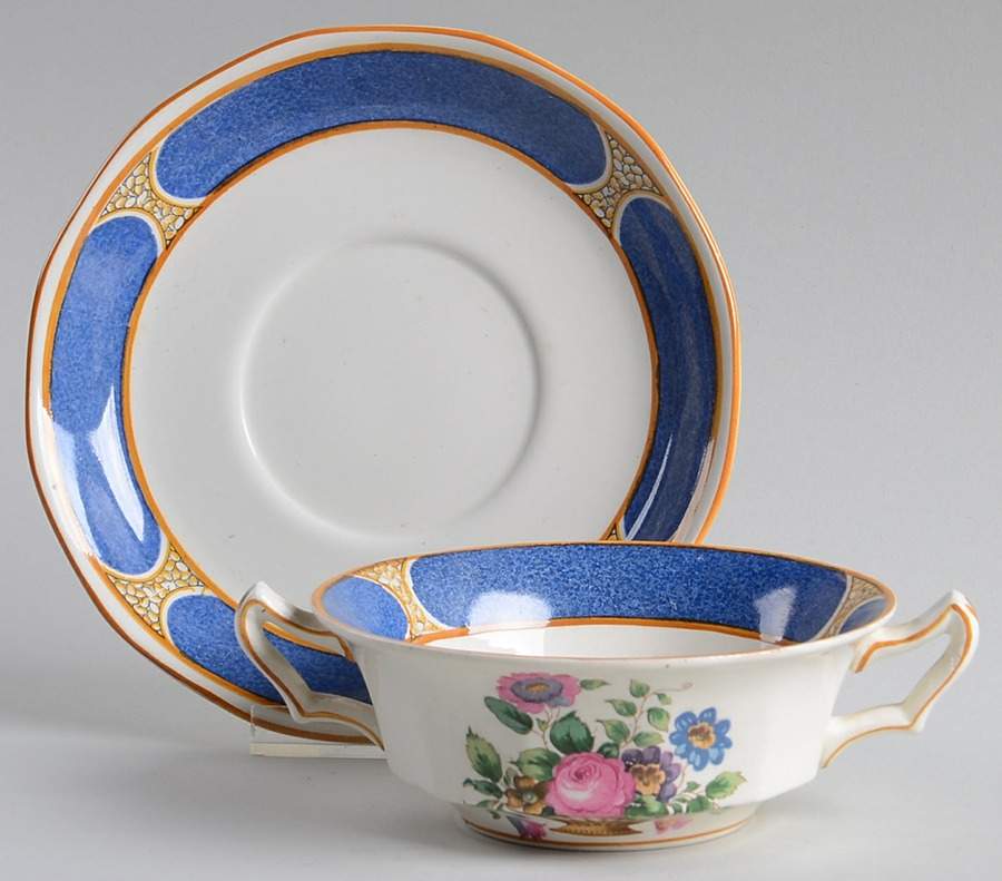 Hastings Flat Cream Soup Bowl & Saucer Set by Booths-1