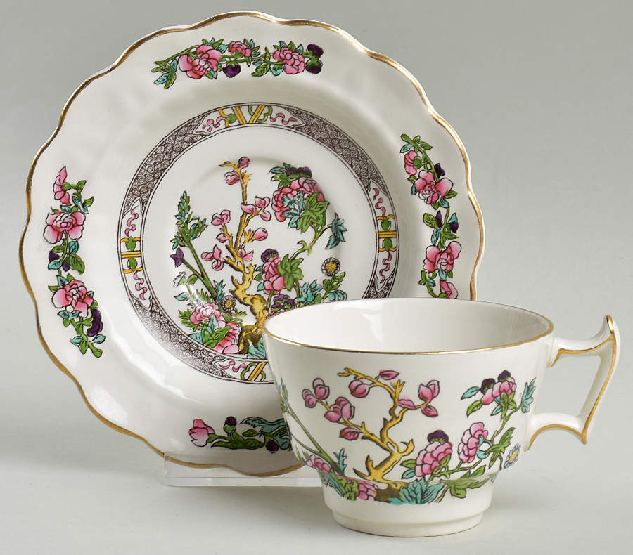 Indian Tree Flat Cup & Saucer Set by Booths-1