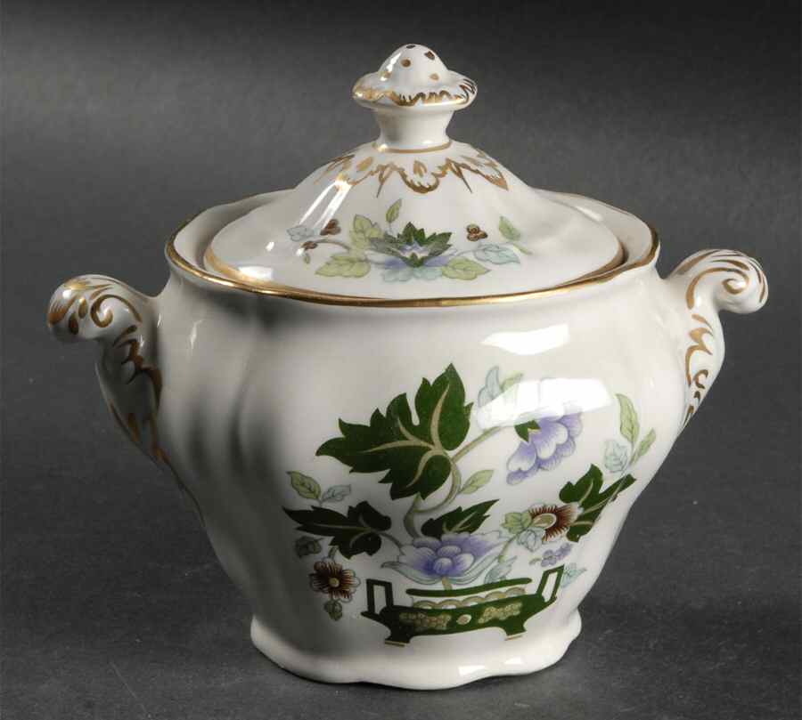 Jade Lotus Sugar Bowl & Lid by Booths-1