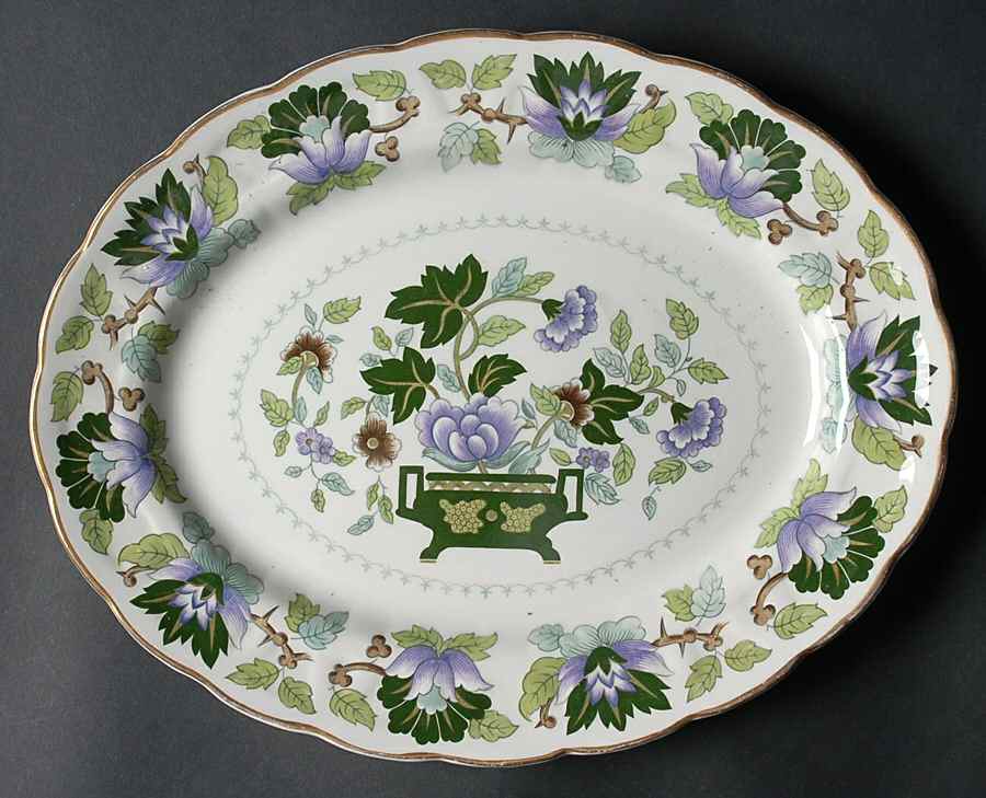Jade Lotus 12" Oval Serving Platter by Booths-1