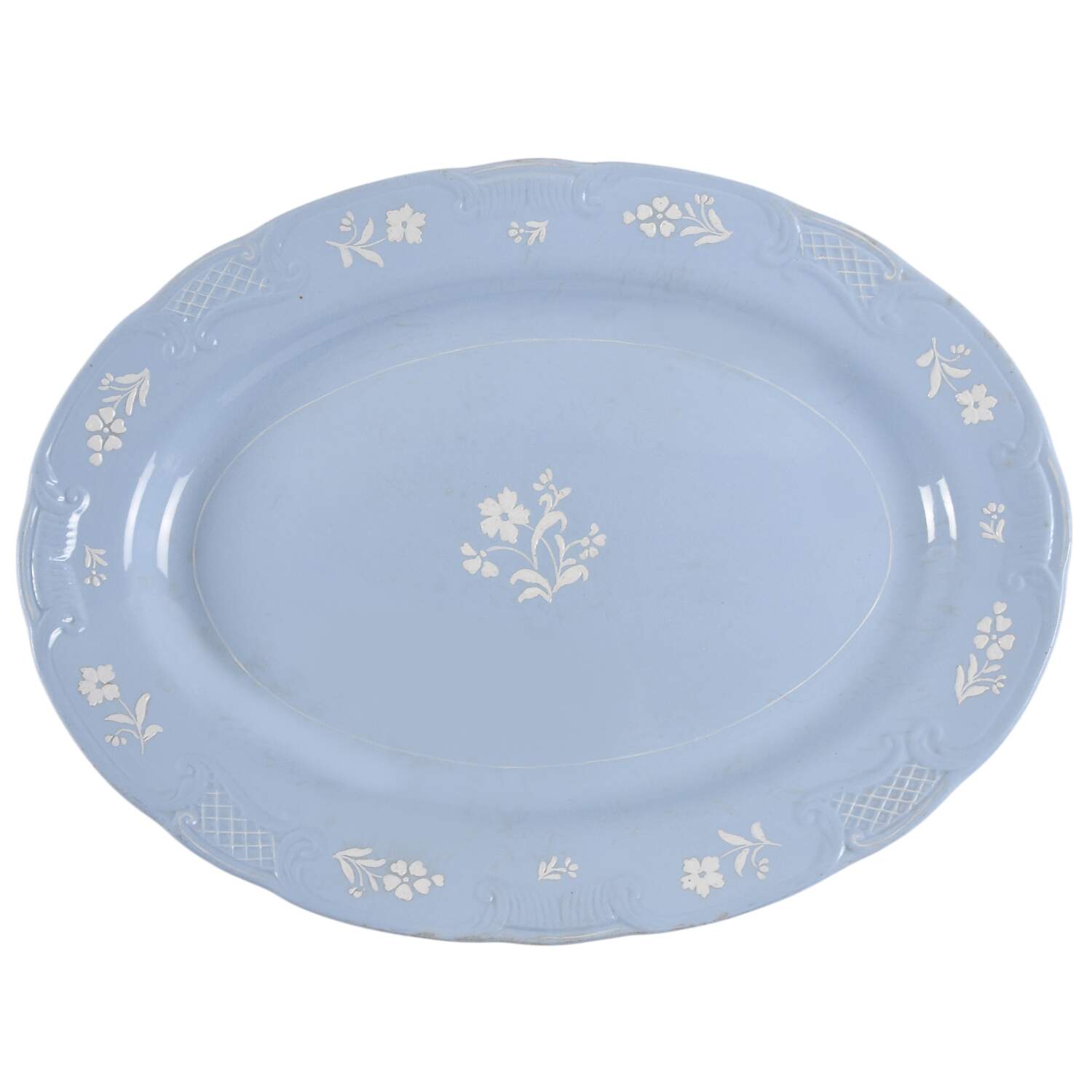 Jasmine Blue 15" Oval Serving Platter by Booths-1