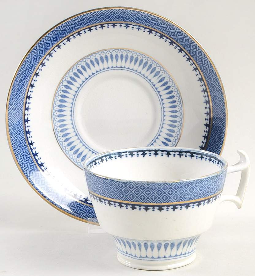 Lowestoft Border (No Flowers) Oversized Cup & Saucer Set by Booths-1