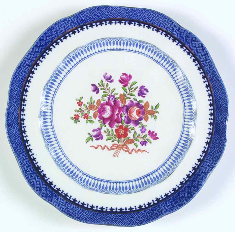 Lowestoft Border (With Flowers) Sheffield Dessert Plate by Booths-1