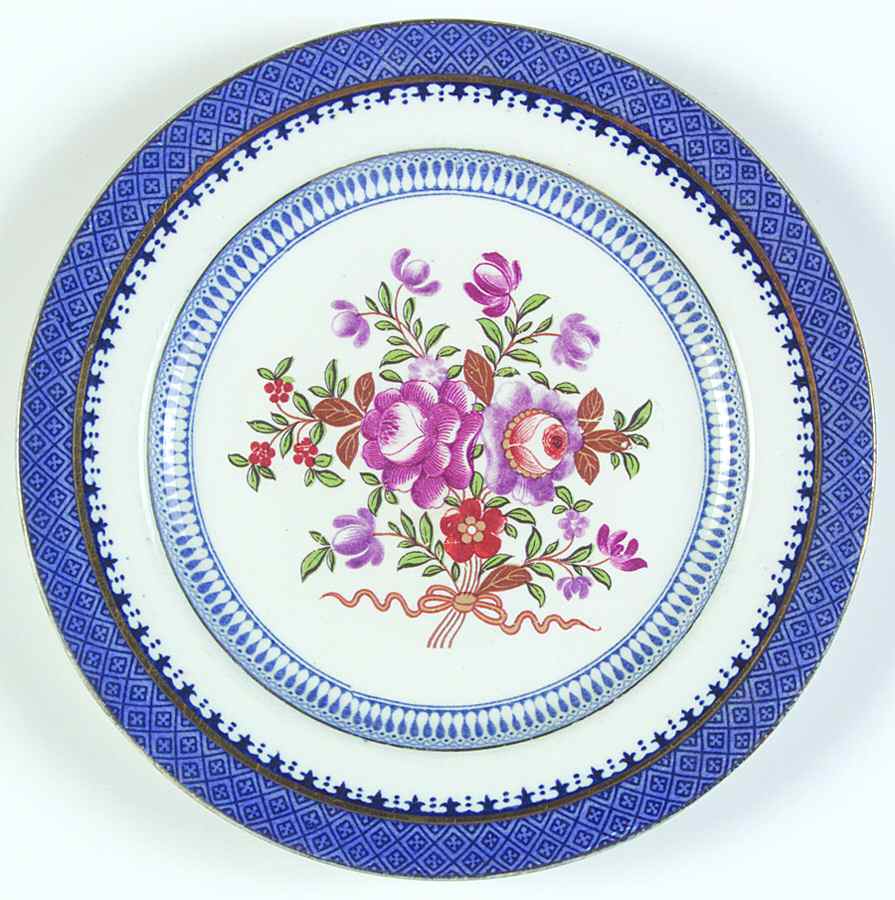 Lowestoft Border (With Flowers) Salad Plate by Booths-1